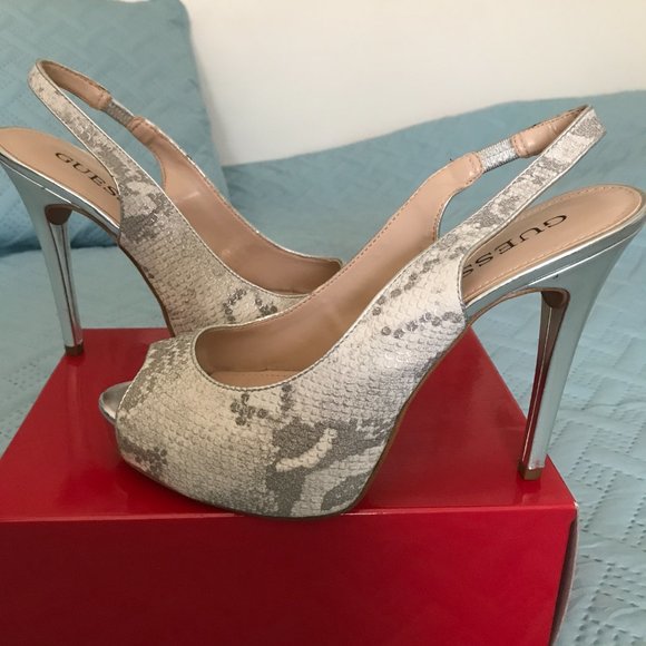 Guess Gwaerra Peep Toe Slingback Heels Size 10M - Picture 14 of 15